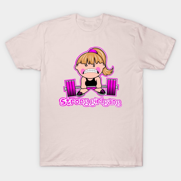 Fitness girl, weightlifting girl, gym girl, barbell girl T-Shirt by TimAddisonArt